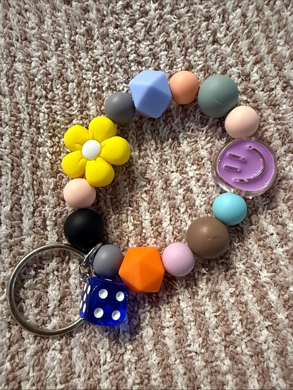 Bead Keyring Bracelet - Multicolor Silicone Charm
